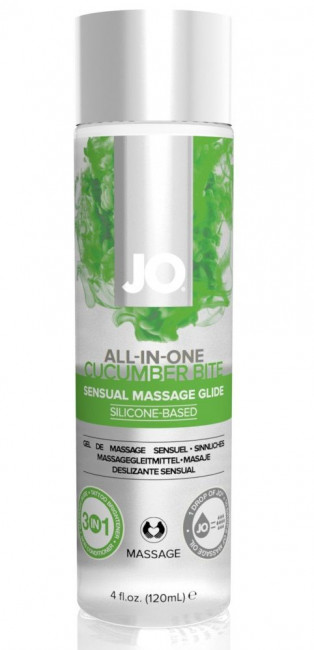 Массажный гель ALL-IN-ONE Massage Oil Cucumber огуречный - 120 мл., System JO Массажный гель ALL-IN-ONE Massage Oil Cucumber огуречный - 120 мл., System JO