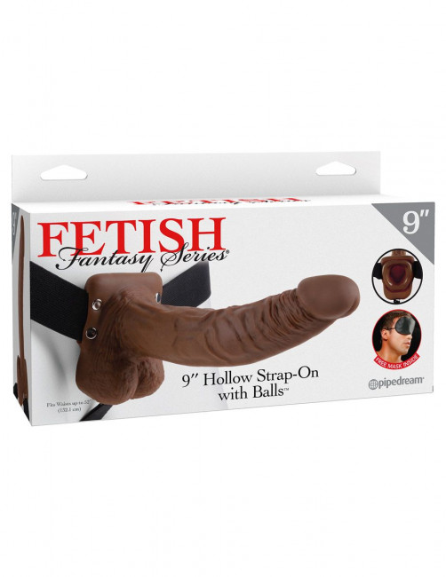 Полый мужской фаллопротез Hollow Strap-On with Balls - 24 см., Pipedream