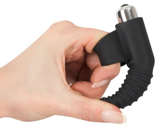 Черная вибронасадка на палец с винтовым наконечником Finger Vibrator - 10,5 см., Orion Черная вибронасадка на палец с винтовым наконечником Finger Vibrator - 10,5 см., Orion
