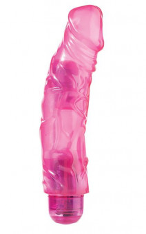 Розовый гелевый вибромассажёр JELLY JOY 7INCH 10 RHYTHMS PINK - 17,5 см., Dream Toys