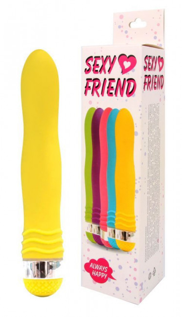Желтый эргономичный вибратор Sexy Friend - 17,5 см., Bior toys