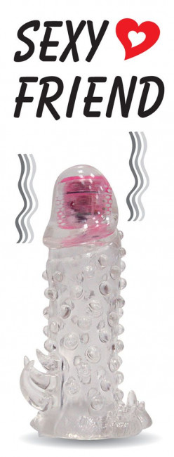 Закрытая прозрачная вибронасадка на пенис Sexy Friend - 13,5 см., Bior toys