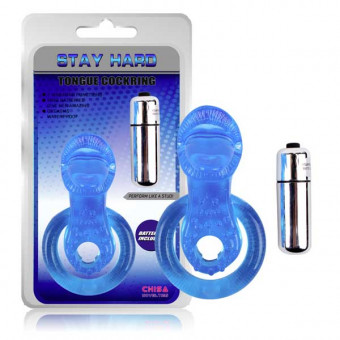 Синее виброкольцо Tongue Cockring, Chisa