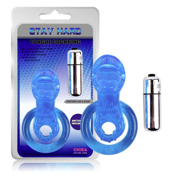 Синее виброкольцо Tongue Cockring, Chisa Синее виброкольцо Tongue Cockring, Chisa