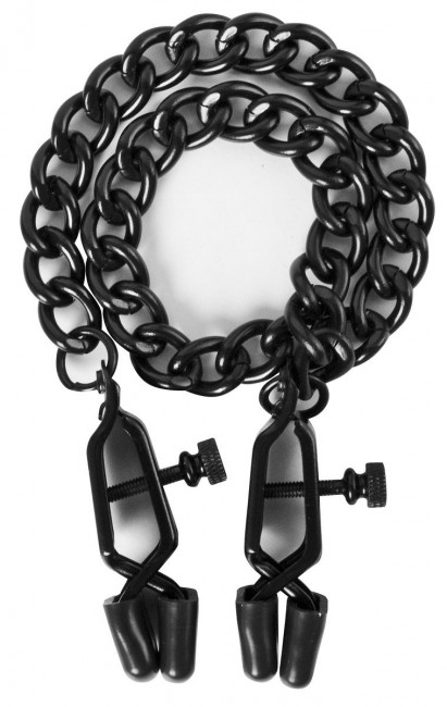 Чёрные зажимы на соски Alabama Crossover Nipple Clamps с цепью, Blush Novelties Чёрные зажимы на соски Alabama Crossover Nipple Clamps с цепью, Blush Novelties