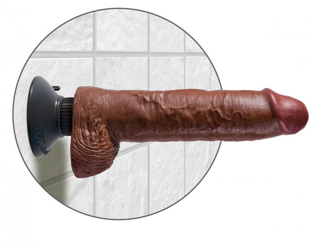 Коричневый вибратор-гигант со съёмной присоской 10" Vibrating Cock with Balls - 25,4 см., Pipedream Коричневый вибратор-гигант со съёмной присоской 10" Vibrating Cock with Balls - 25,4 см., Pipedream