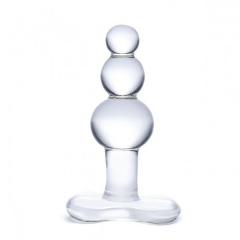 Прозрачная анальная пробка-елочка с 3 шариками Butt Plug with Tapere Base - 11 см., Glas