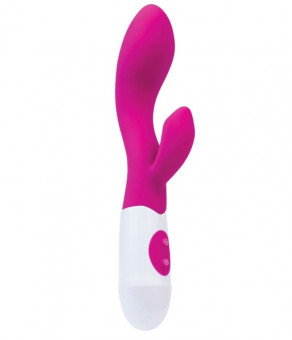 Ярко-розовый вибратор Fela с клиторальным стимулятором - 19,5 см., A-toys