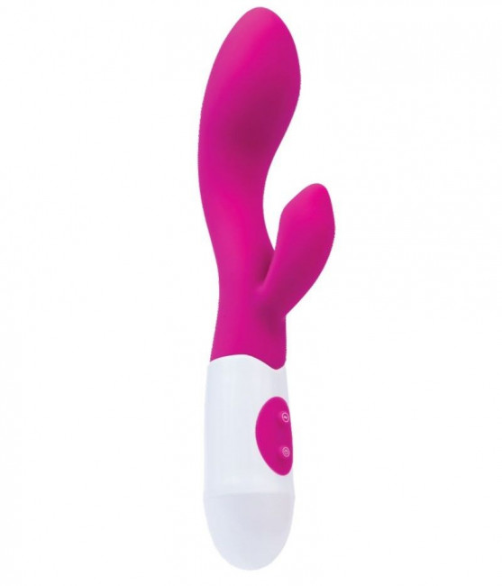 Ярко-розовый вибратор Fela с клиторальным стимулятором - 19,5 см., A-toys