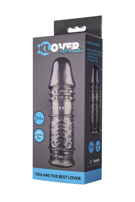 Дымчатая закрытая насадка ToyFa XLover с чешуйками и пупырышками - 13,5 см., ToyFa Дымчатая закрытая насадка ToyFa XLover с чешуйками и пупырышками - 13,5 см., ToyFa