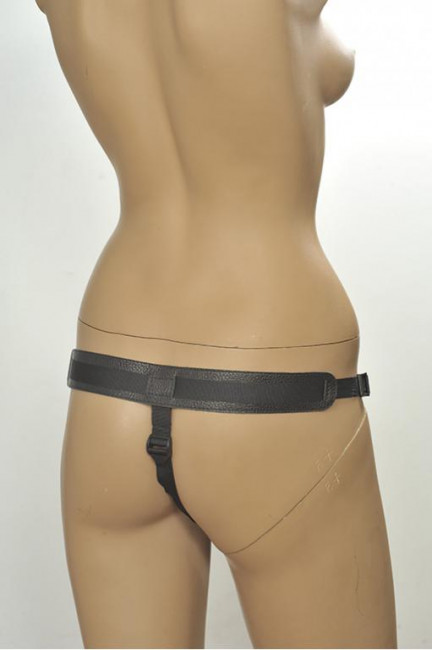 Чёрные трусики для фиксации насадок кольцом Kanikule Leather Strap-on Harness  Anatomic Thong, Kanikule