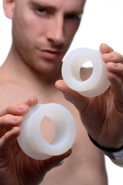 Набор из 2 белых анальных расширителей Stretch Master 2 Piece Training Silicone Ass Grommet set