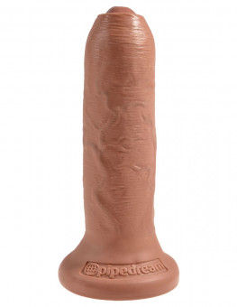 Кофейный необрезанный фаллоимитатор на присоске 6" Uncut Cock - 16,5 см., Pipedream
