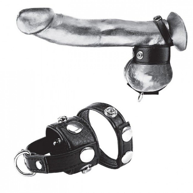 Утяжка для мошонки и пениса Cock Ring With 1" Ball Stretcher And Optional Weight Ring, BlueLine
