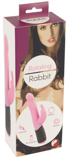 Розовый вибратор-кролик с ротацией Rotating Rabbit - 21,7 см., Orion