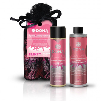 Подарочный набор DONA Be Sexy Gift Set Flirty: гель для бритья и кондиционер для белья, System JO