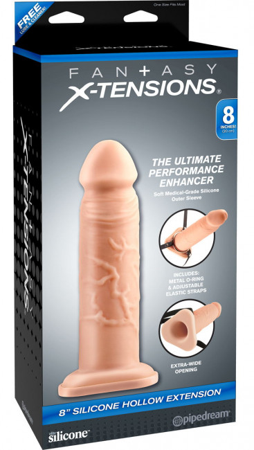 Телесный реалистичный фаллоимитатор с полостью Silicone Hollow Extension - 20 см., Pipedream