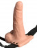 Телесный перезаряжаемый вибрострапон 6" Hollow Rechargeable Strap-On Remote - 17,5 см.