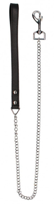 Черный поводок Leather Handle Chain Lead Черный поводок Leather Handle Chain Lead