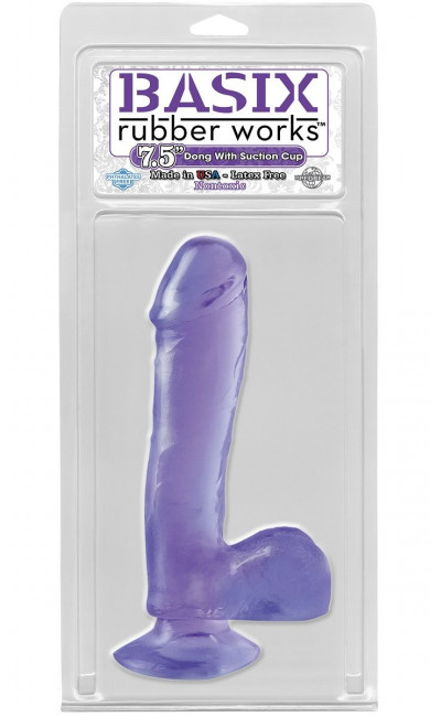 Фиолетовый фаллоимитатор Basix Rubber Works 7.5" Dong with Suction Cup - 21,6 см., Pipedream