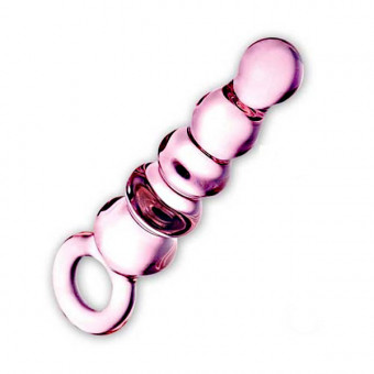Стеклянный анальный жезл с рукояткой-кольцом, 18 см, Glas