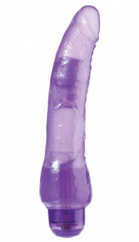 Фиолетовый вибратор-реалистик JELLY JOY 9INCH 10 RHYTHMS PURPLE - 23 см., Dream Toys