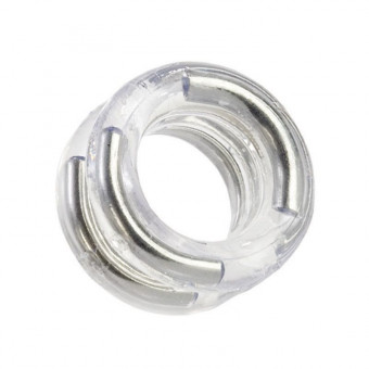 Двойное прозрачное эрекционное кольцо Double Stack Ring с металлическими вставками, California Exotic Novelties