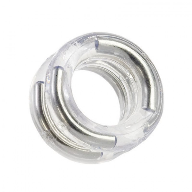 Двойное прозрачное эрекционное кольцо Double Stack Ring с металлическими вставками, California Exotic Novelties
