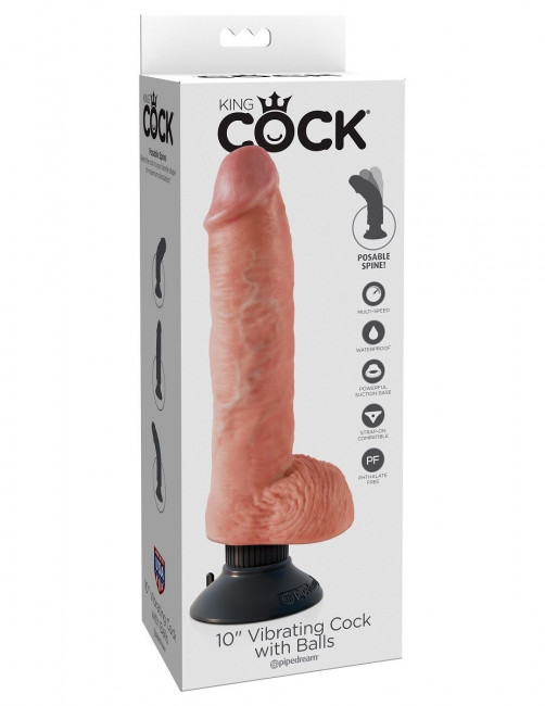 Телесный вибромассажер 10" Vibrating Cock with Balls - 25,4 см., Pipedream Телесный вибромассажер 10" Vibrating Cock with Balls - 25,4 см., Pipedream
