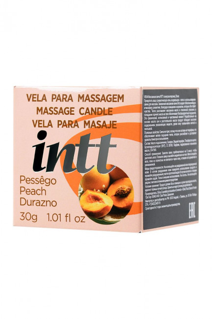 Массажная свеча для поцелуев Peach с ароматом персика - 30 гр., INTT Массажная свеча для поцелуев Peach с ароматом персика - 30 гр., INTT