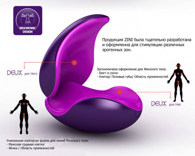 Фиолетовый вибратор для пары 2 в 1 ZINI DEUX, ZINI