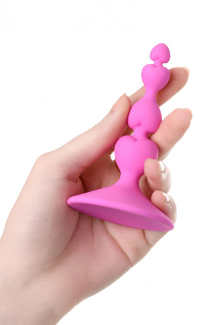 Розовая силиконовая анальная пробка Loverty - 8 см., ToyFa