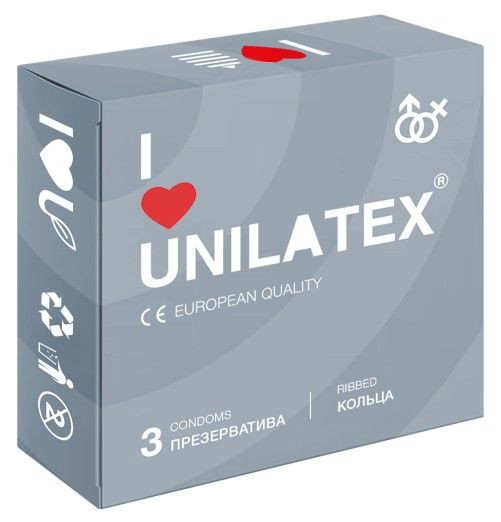 Презервативы с рёбрами Unilatex Ribbed - 3 шт., Unilatex Презервативы с рёбрами Unilatex Ribbed - 3 шт., Unilatex