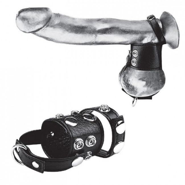 Утяжка на пенис и мошонку Cock Ring With 1.5" Ball Stretcher And Optional Weight Ring, BlueLine