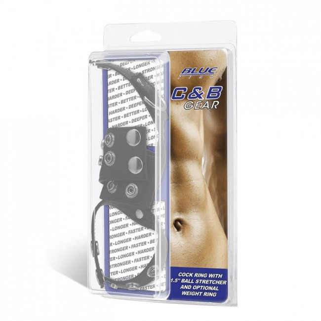 Утяжка на пенис и мошонку Cock Ring With 1.5" Ball Stretcher And Optional Weight Ring, BlueLine