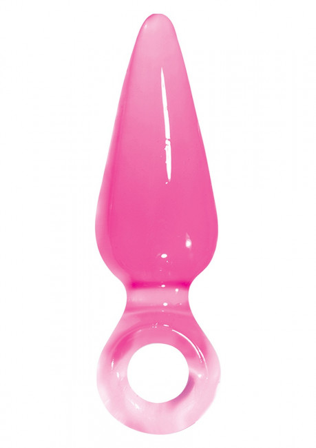 Розовая анальная пробка с кольцом Pleasures Plug Mini - 9 см., NS Novelties