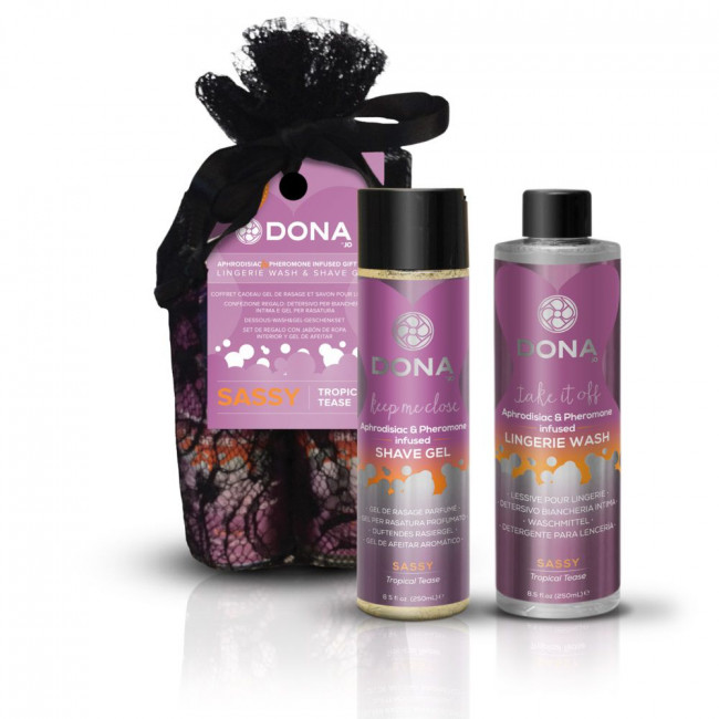 Подарочный набор DONA Be Sexy Gift Set Sassy: гель для бритья и кондиционер для белья, System JO