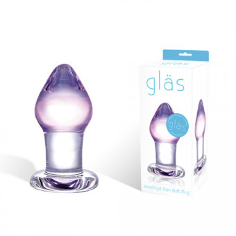 Классическая анальная пробка Amethyst Rain Small - 8 см., Glas