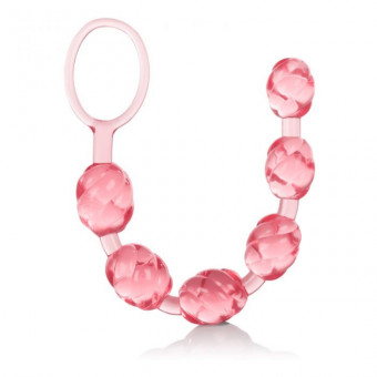 Розовая анальная цепочка Swirl Pleasure Beads - 20 см., California Exotic Novelties