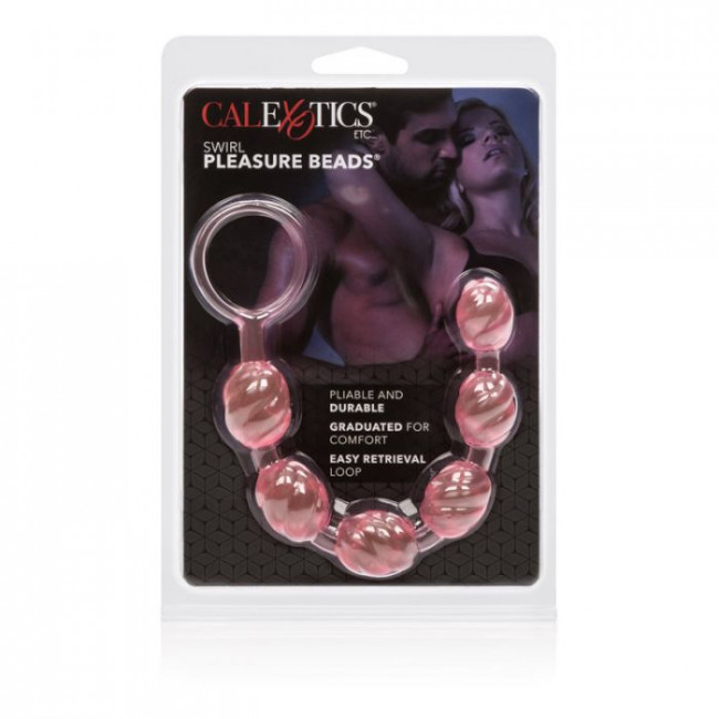 Розовая анальная цепочка Swirl Pleasure Beads - 20 см., California Exotic Novelties