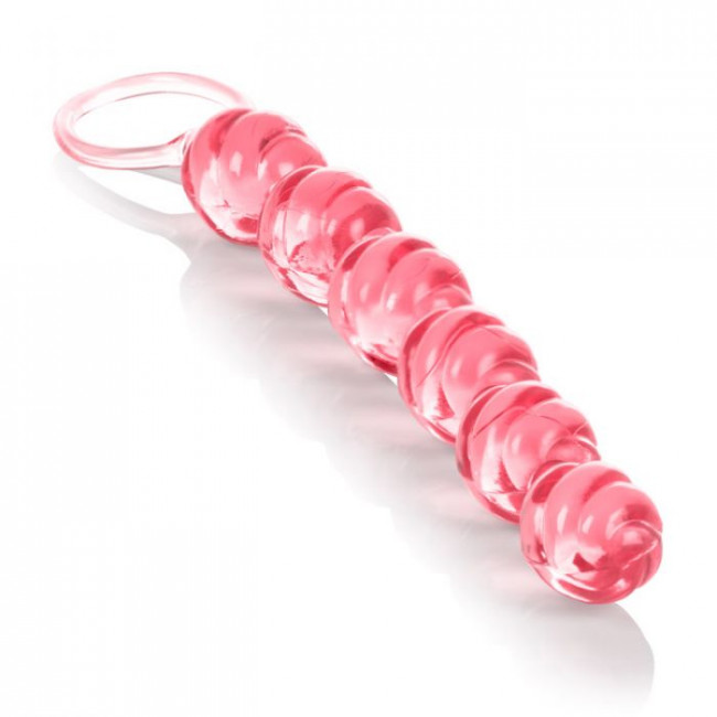 Розовая анальная цепочка Swirl Pleasure Beads - 20 см., California Exotic Novelties