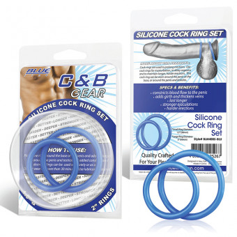 Набор из двух голубых силиконовых колец разного диаметра SILICONE COCK RING SET, BlueLine
