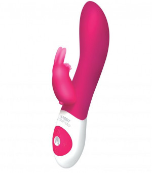 Розовый вибратор с клиторальным зайчиком The Classic Rabbit - 22 см., The Rabbit Company