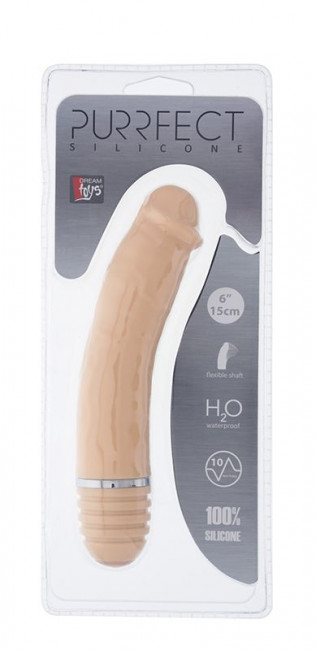 Телесный силиконовый вибратор-реалистик PURRFECT SILICONE VIBRATOR 6INCH FLESH - 15 см., Dream Toys