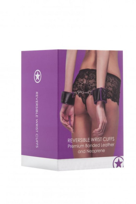 Чёрно-фиолетовые двусторонние наручники Reversible Wrist Cuffs, Shots Media BV