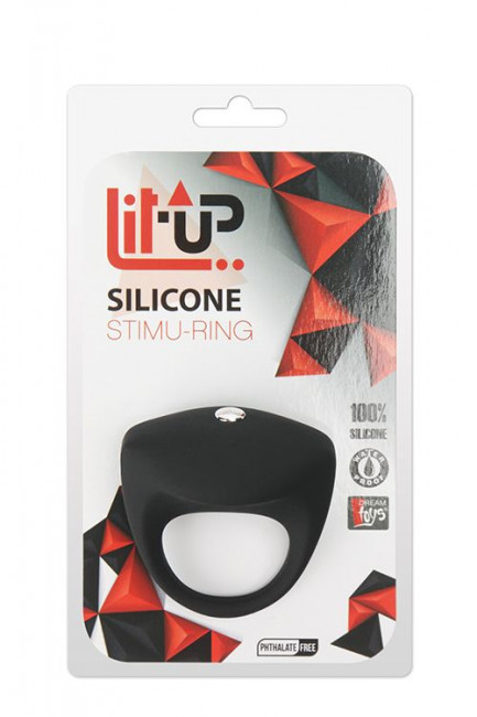 Чёрное эрекционное кольцо LIT-UP SILICONE STIMU RING 8, Dream Toys