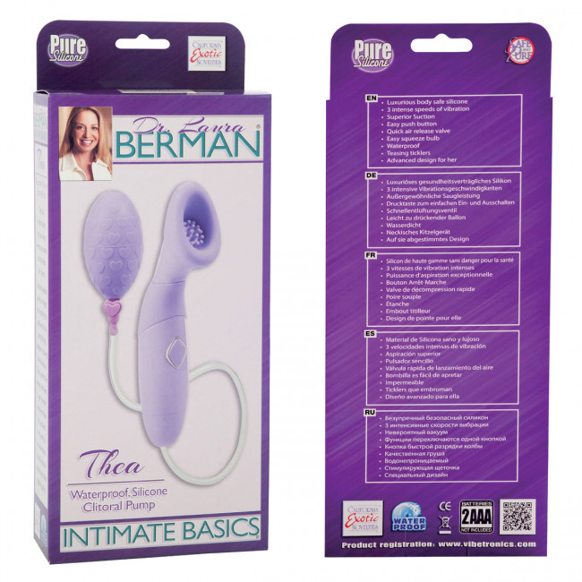Помпа Waterproof Silicone Clitoral Pump Collection Thea с вибрацией фиолетовая, California Exotic Novelties