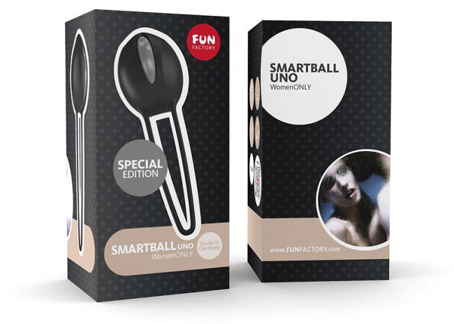 Чёрно-серый вагинальный шарик Smartballs Uno, Fun Factory Чёрно-серый вагинальный шарик Smartballs Uno, Fun Factory