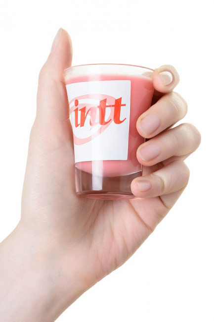 Массажная свеча для поцелуев Strawberry с ароматом клубники - 30 гр., INTT