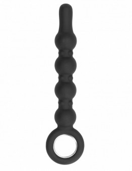 Чёрный анальный стимулятор No.59 Dildo With Metal Ring - 22,5 см., Shots Media BV